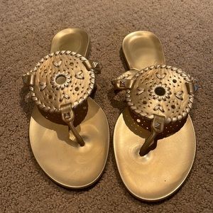 Jack Rogers thong gold sandals